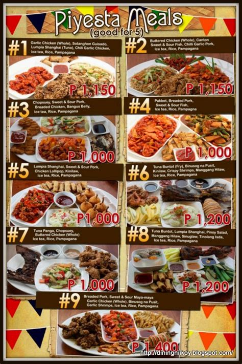 pyesta menu